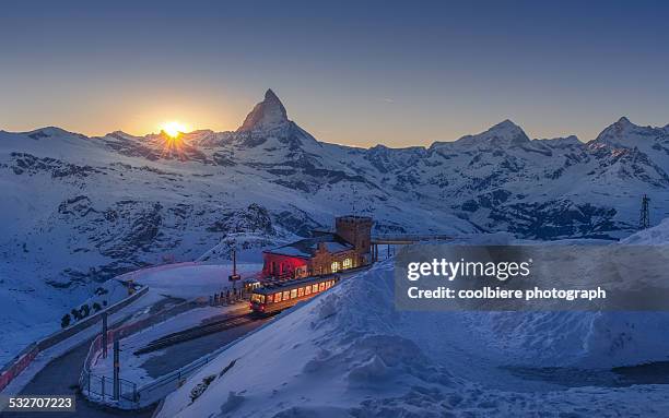 beautiful sunset at gornergrat - matterhorn stock-fotos und bilder
