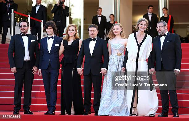 Guest, Rares Andrici, Malina Manovici, Cristian Mungiu, Maria Dragus, Lia Bugnar and Adrian Titieni attends the "Graduation " Premiere during the...