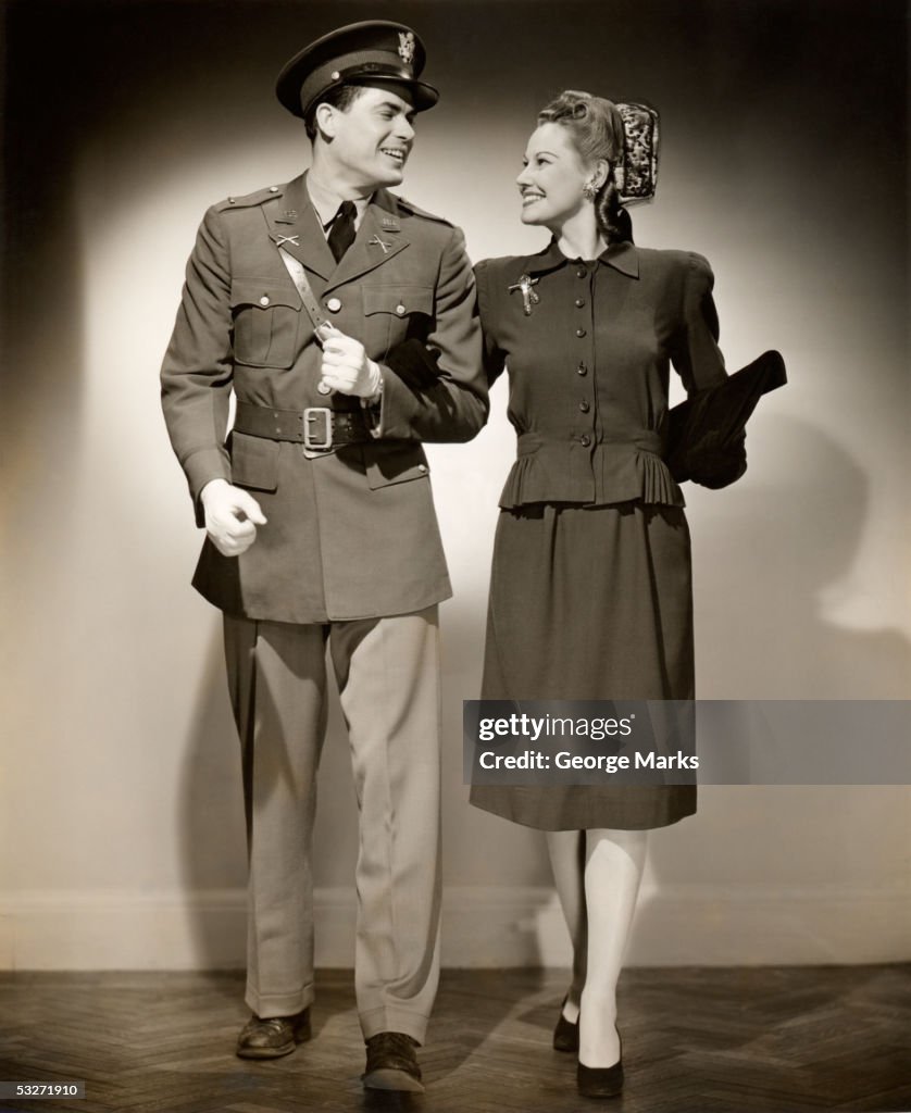 Woman with U S Army officer