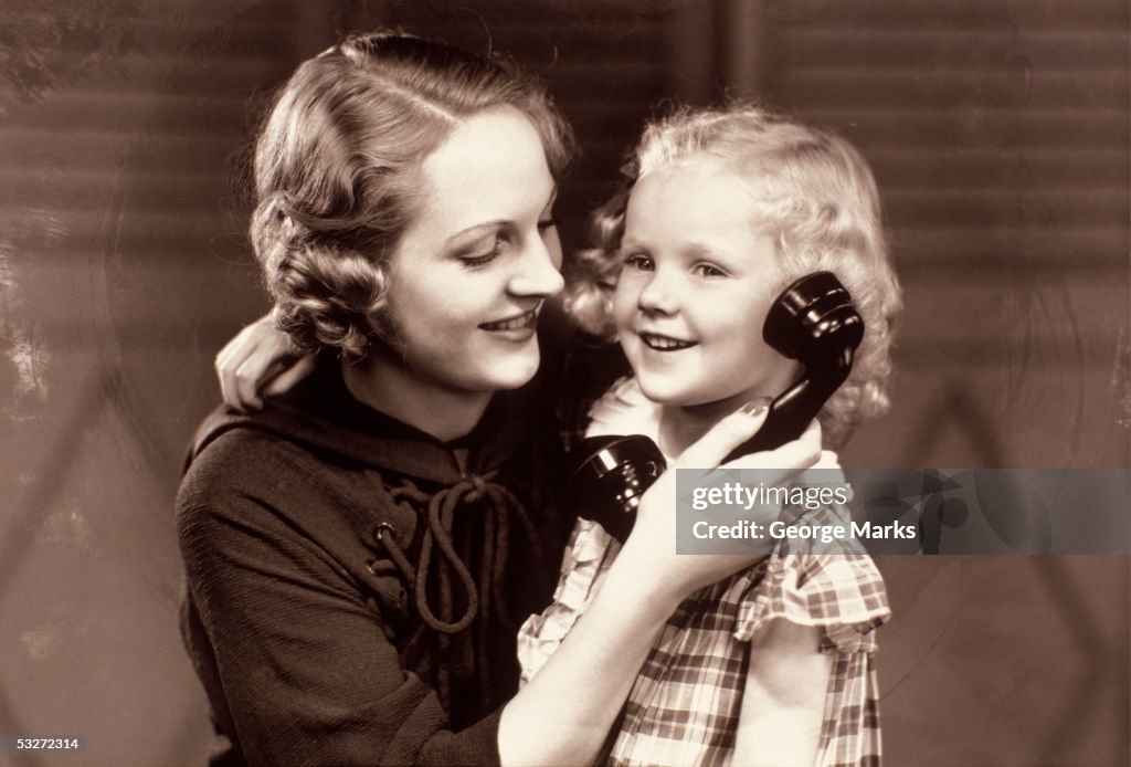 Mother and daughter on phone