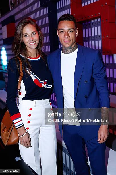 Journalist Ophelie Meunier and football player Gregory van der Wiel attend Tommy Hilfiger Hosts Tommy X Nadal Party - Cocktail on May 18, 2016 in...