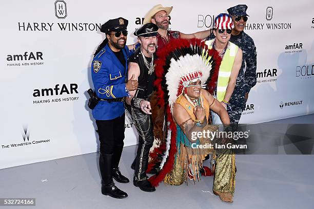 Eric Anzalone, Ray Simpson, Jim Newman, Felipe Rose, Bill Whitefield and Alex Briley of the band Village People arrive at amfAR's 23rd Cinema Against...