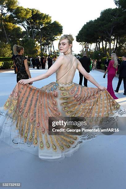 Actress Elle Fanning attends the amfAR's 23rd Cinema Against AIDS Gala at Hotel du Cap-Eden-Roc on May 19, 2016 in Cap d'Antibes, France.