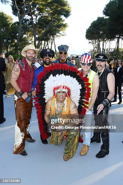 Jim Newman, Ray Simpson, Alex Briley, Bill Whitefield, Eric Anzalone and Felipe Rose of the band Village People attend the amfAR's 23rd Cinema...