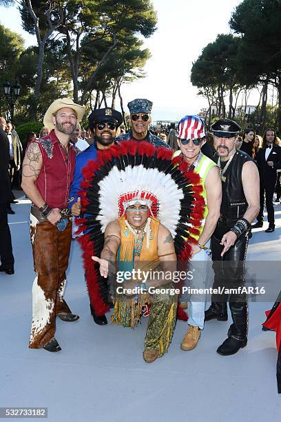 Jim Newman, Ray Simpson, Alex Briley, Bill Whitefield, Eric Anzalone and Felipe Rose of the band Village People attend the amfAR's 23rd Cinema...