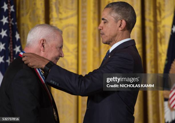 President Barack Obama awards the National Medal of Science to Dr. Stanley Falkow, Stanford University School of Medicine, CA, for his contributions...