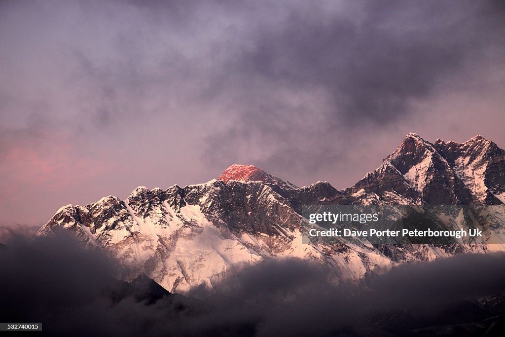 Sunset over the Snow Capped Mount Everest