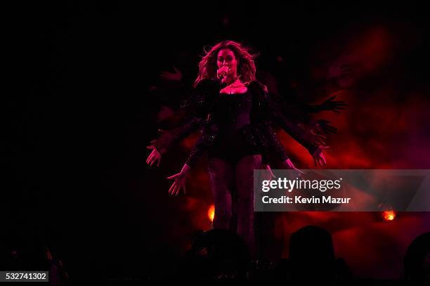 Entertainer Beyonce performs onstage during "The Formation World Tour" at the Rose Bowl on May 14, 2016 in Pasadena, California.