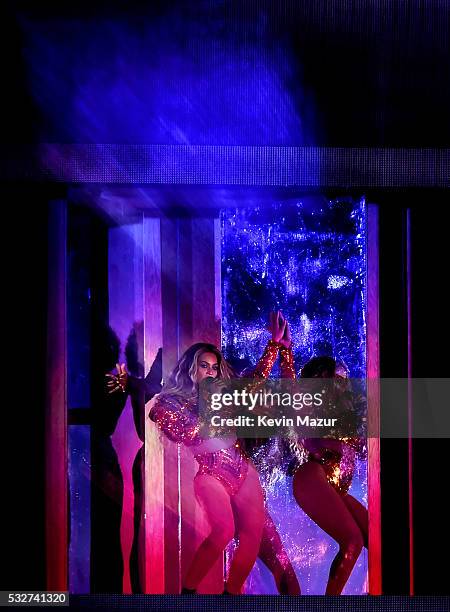 Entertainer Beyonce performs onstage during "The Formation World Tour" at the Rose Bowl on May 14, 2016 in Pasadena, California.