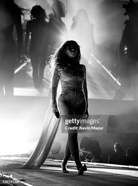 Entertainer Beyonce performs onstage during "The Formation World Tour" at the Rose Bowl on May 14, 2016 in Pasadena, California.