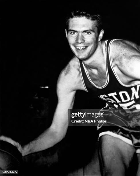 Tom Heinsohn of the Boston Celtics poses for a mock action portrait circa 1967 in Boston, Massachusetts. NOTE TO USER: User expressly acknowledges...