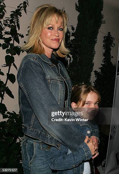 Actress Melanie Griffith and daughter Stella Banderas arrive at the WB Network stars party at the Cabana Club on July 22, 2005 in Hollywood,...