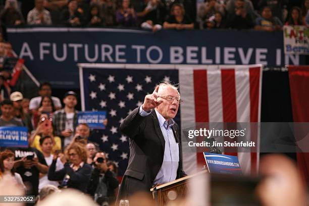 Bernie Sanders, Democratic presidential candidiate, speaks at campaign rally at Calfornia Sate University, Dominquez Hills in Carson, California on...