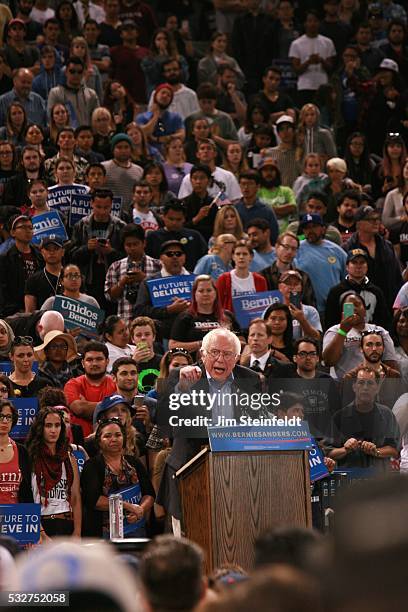 Bernie Sanders, Democratic presidential candidiate, speaks at campaign rally at Calfornia Sate University, Dominquez Hills in Carson, California on...