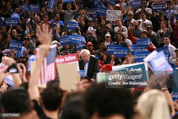 Bernie Sanders, Democratic presidential candidiate, speaks at campaign rally at Calfornia Sate University, Dominquez Hills in Carson, California on...
