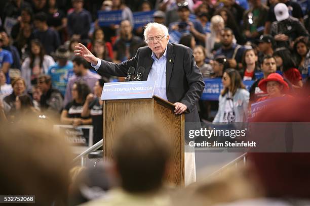 Bernie Sanders, Democratic presidential candidiate, speaks at campaign rally at Calfornia Sate University, Dominquez Hills in Carson, California on...