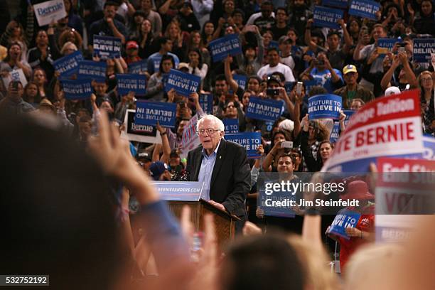 Bernie Sanders, Democratic presidential candidate, speaks at campaign rally at California Sate University, Dominguez Hills in Carson, California on...