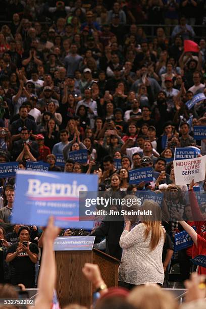 Bernie Sanders, Democratic presidential candidate, speaks at campaign rally at California Sate University, Dominguez Hills in Carson, California on...