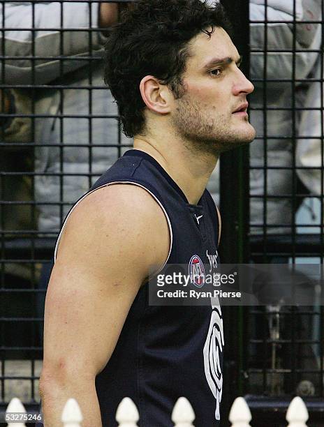 Brendan Fevola for the Blues looks dejected after the round seventeen AFL match between the Hawthorn Hawks and the Carlton Blues at the M.C.G. On...