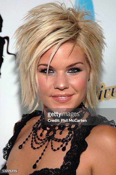 American Idol Kimberly Caldwell arrives at the Opening Night of Harlottique, July 22, 2005 at Platinum Live Studio City in Los Angeles, California.