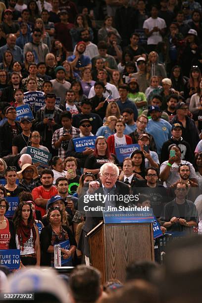 Bernie Sanders, Democratic presidential candidate, speaks at campaign rally at California Sate University, Dominguez Hills in Carson, California on...