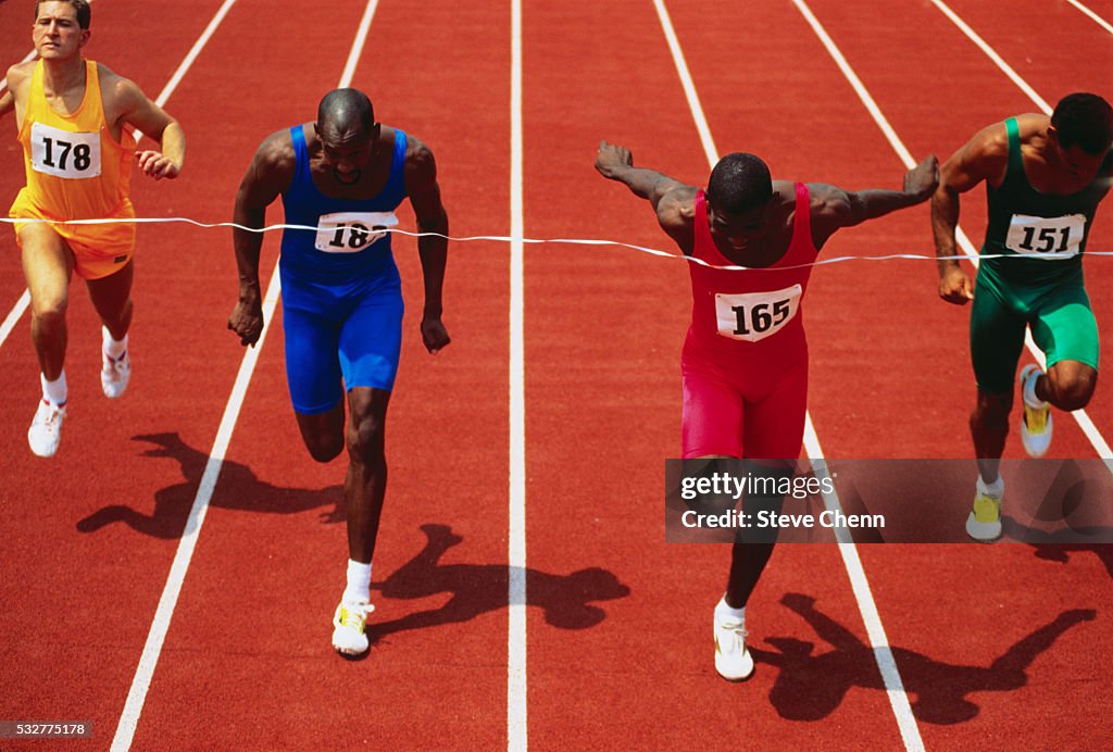 Sprinters Crossing Finish Line