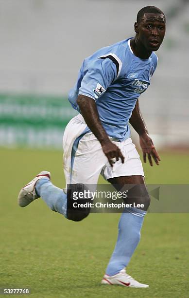 Andy Cole of Manchester City in action during the FA Premier League Asia Trophy Third Place Play off match between Everton and Manchester City at the...