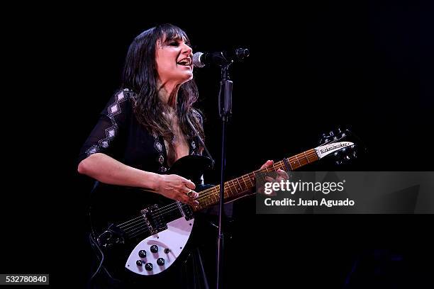 Eva Amaral of Amaral performs on stage at Barclaycard Center in Madrid on May 19, 2016 in Madrid, Spain.