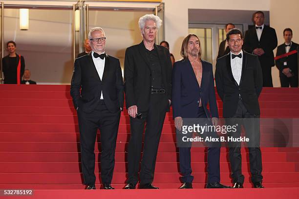 Jim Jarmusch and Iggy Pop attends the "Gimme Danger" Premiere during the 69th annual Cannes Film Festival at the Palais des Festivals on May 19, 2016...