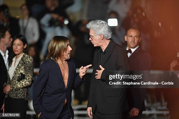 Jim Jarmusch and Iggy Pop attends the "Gimme Danger" Premiere during the 69th annual Cannes Film Festival at the Palais des Festivals on May 19, 2016...