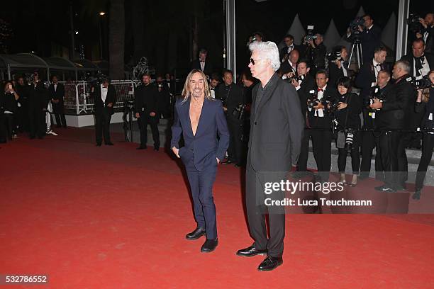 Jim Jarmusch and Iggy Pop attends the "Gimme Danger" Premiere during the 69th annual Cannes Film Festival at the Palais des Festivals on May 19, 2016...