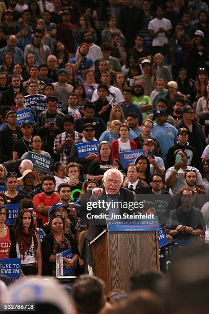 Bernie Sanders, Democratic presidential candidate, speaks at campaign rally at California Sate University, Dominguez Hills in Carson, California on...
