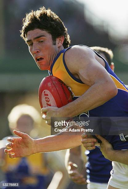 Brent Staker of the Eagles in action during the round 17 AFL match between the Sydney Swans and the West Coast Eagles at the Sydney Cricket Ground...