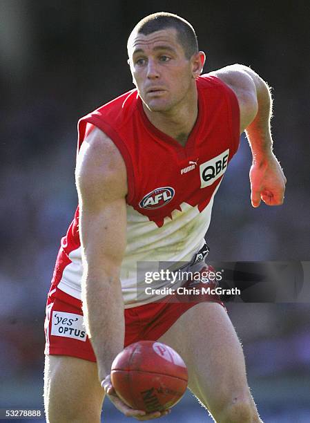 Ben Mathews of the Swans in action during the round seventeen AFL match between the Sydney Swans and the West Coast Eagles held at the Sydney Cricket...