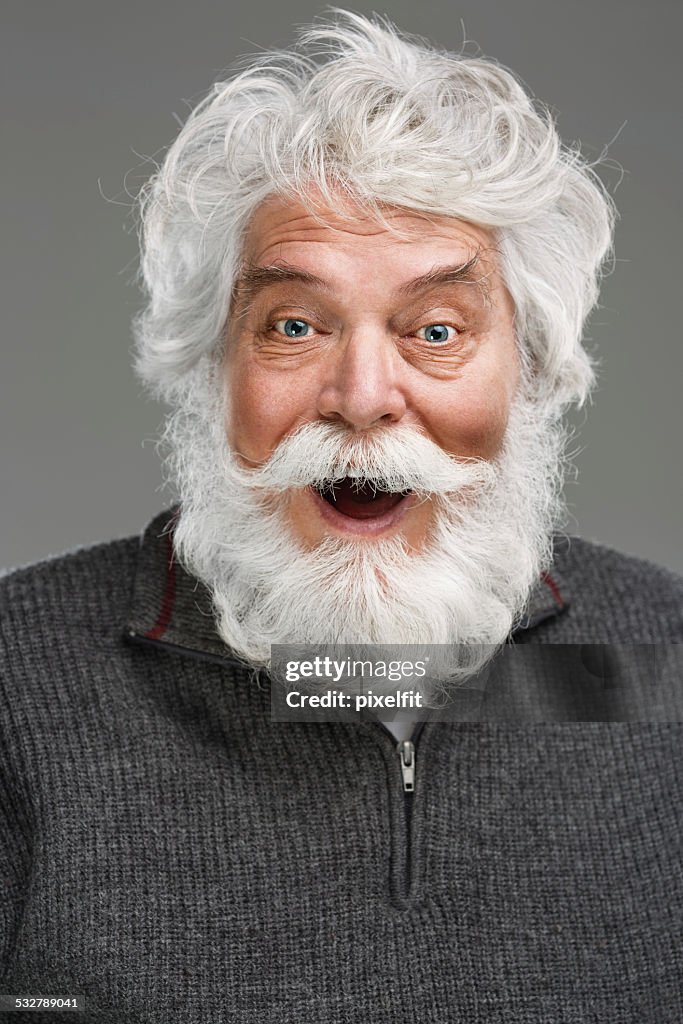 Portrait of senior man with white beard and mustache