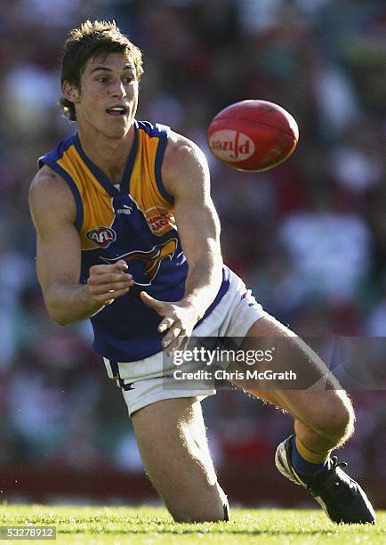 Tyson Stenglein of the Eagles in action during the round seventeen AFL match between the Sydney Swans and the West Coast Eagles held at the Sydney...