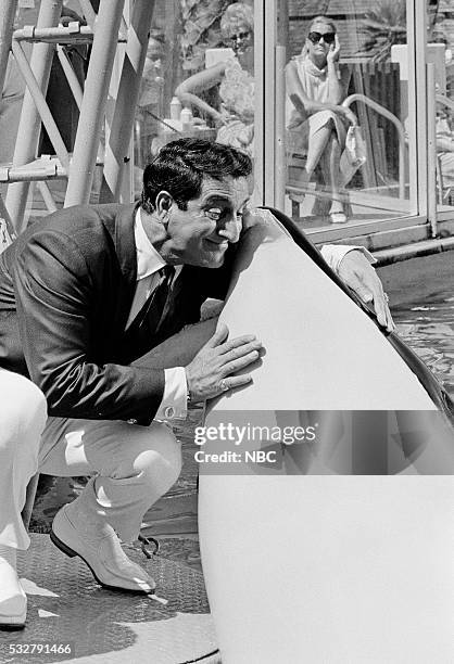 Sea World" Episode 6 -- Pictured: Host Danny Thomas kisses Shamu the Whale at Sea World San Diego --