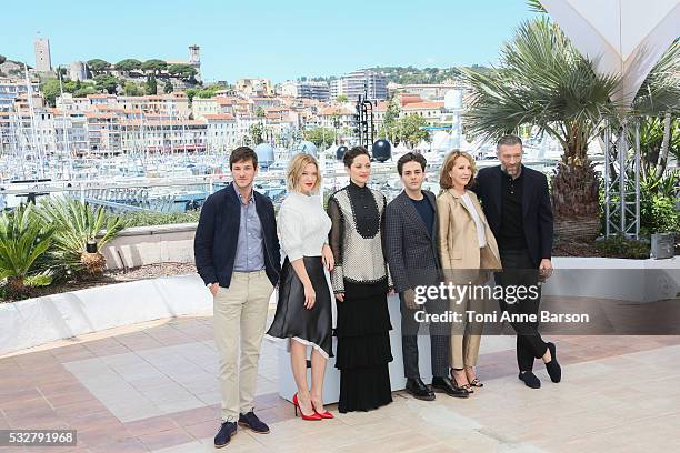 Gaspard Ulliel, Lea Seydoux, Marion Cotillard, Xavier Dolan, Nathalie Baye and Vincent Cassel attend the "It's Only The End Of The World " Photocall...