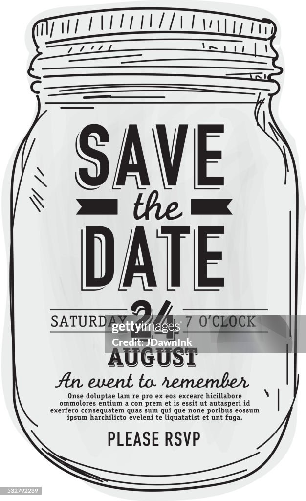 Mason Jar Save the date invitation design template