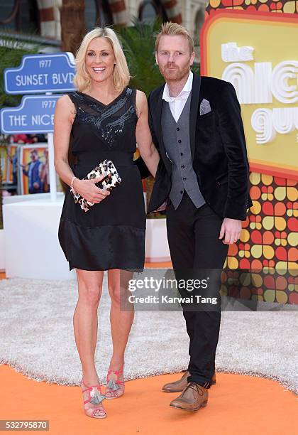 Jenni Falconer and James Midgley arrive for the UK Premiere of 'The Nice Guys' at Odeon Leicester Square on May 19, 2016 in London, England.