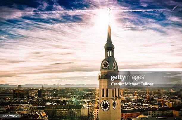 tower of alter peter in munich - munich germany urban skyline stock pictures, royalty-free photos & images