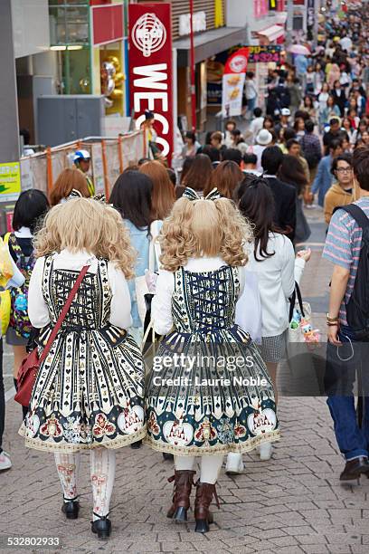 cosplay girl walking down takeshita st, harajuku - cosplay in harajuku stock pictures, royalty-free photos & images