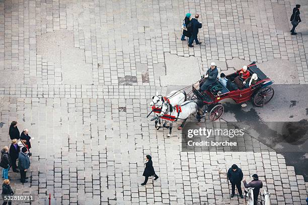 horse carriage in vienna - st stephens cathedral vienna stock pictures, royalty-free photos & images