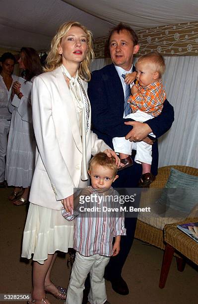 Actress Cate Blanchett, husband Andrew Upton and their children Dashiell and Roman attend the Cartier International Day at Guards Polo Club, Windsor...