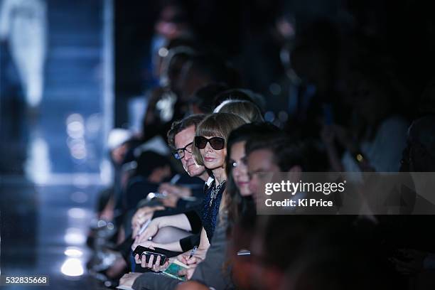 Anna Wintour & Colin Firth on the catwalk for Tom Ford in London, part of London Fashion Week ss14 on Monday 15 September, 2013.