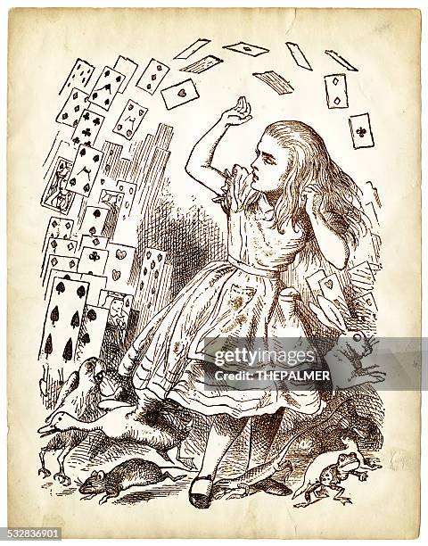 alice in wonderland - alice in wonderland fictional character stock illustrations