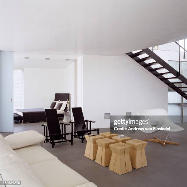 german penthouse with minimalist design - charles eames stock pictures, royalty-free photos & images