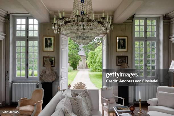 classic villa in normandy, france - french garden stock-fotos und bilder