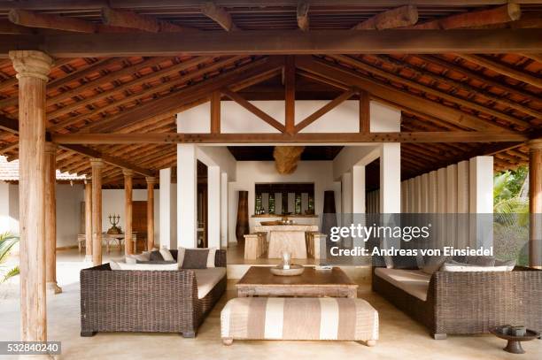 indian beach house retreat, goa - villa interior stock pictures, royalty-free photos & images