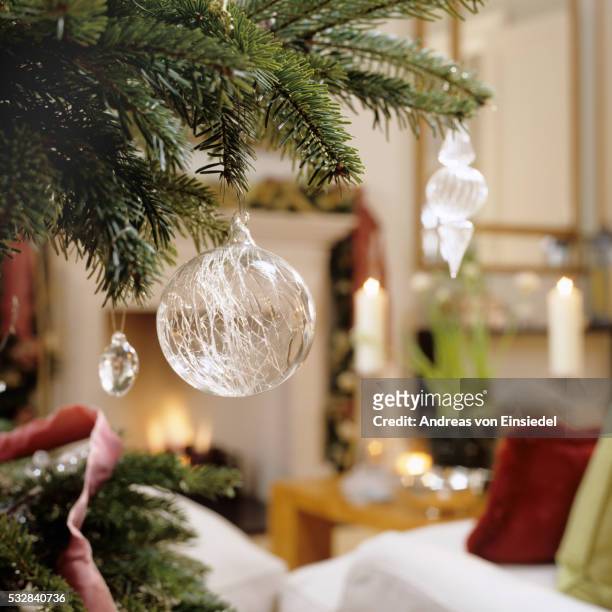 elegant christmas decorations - noble fir stock pictures, royalty-free photos & images
